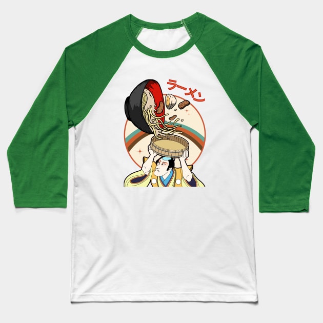 Samurai Ramen- Kuro Ramen Baseball T-Shirt by SEIKA by FP